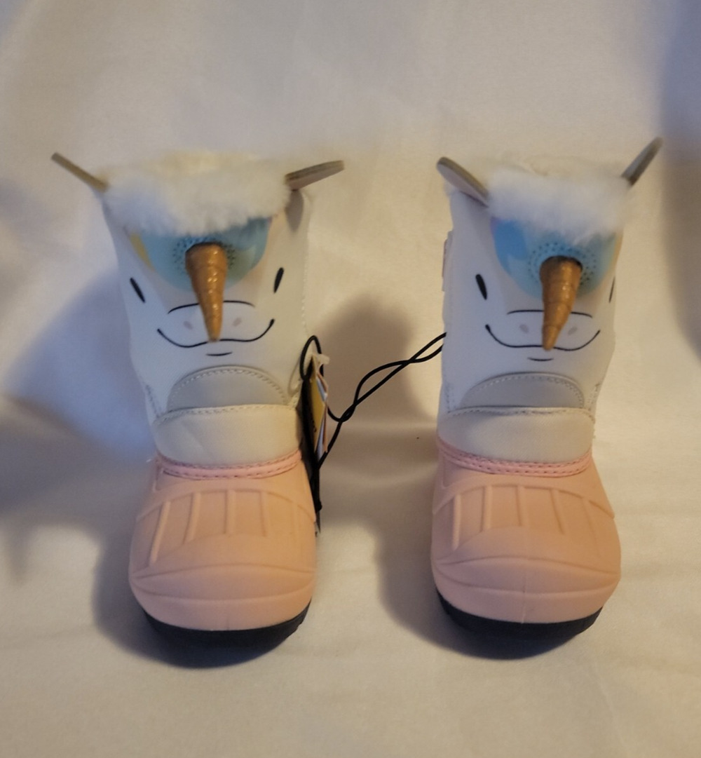 Cat & Jack Light Pink & White Frankie Unicorn Toddlers Winter Boots 5 Waterproof